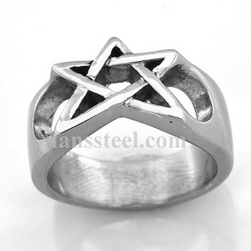 FSR02W40 five pointed Star Pentagram Ring - Click Image to Close